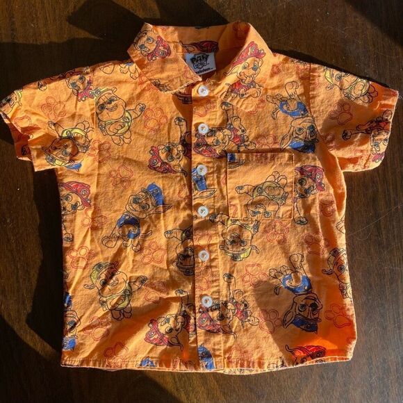 Paw Patrol All Over Print Orange Button Down - Picture 1 of 4